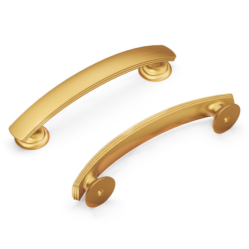 Hickory Hardware 1 Pack Solid Core Kitchen Cabinet Pulls  Luxury Cabinet Handles  Hardware for Doors & Dresser Drawers  3-3/4 Inch (96mm) Hole Center  Brushed Golden Brass  American Diner Collection - Image 1